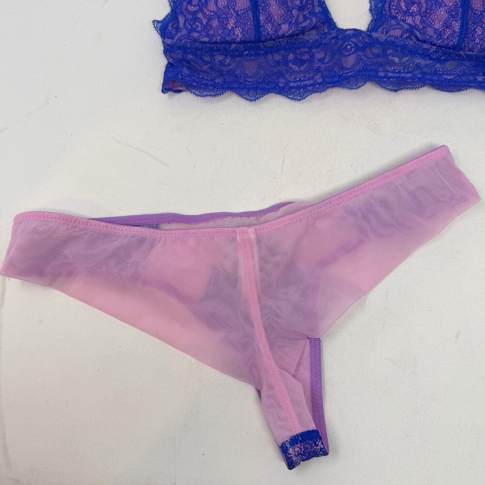 Free People Dora Larsen All Over Lace Underwire Bra in Purple & Pink 36B US 6 4 - Picture 4 of 10